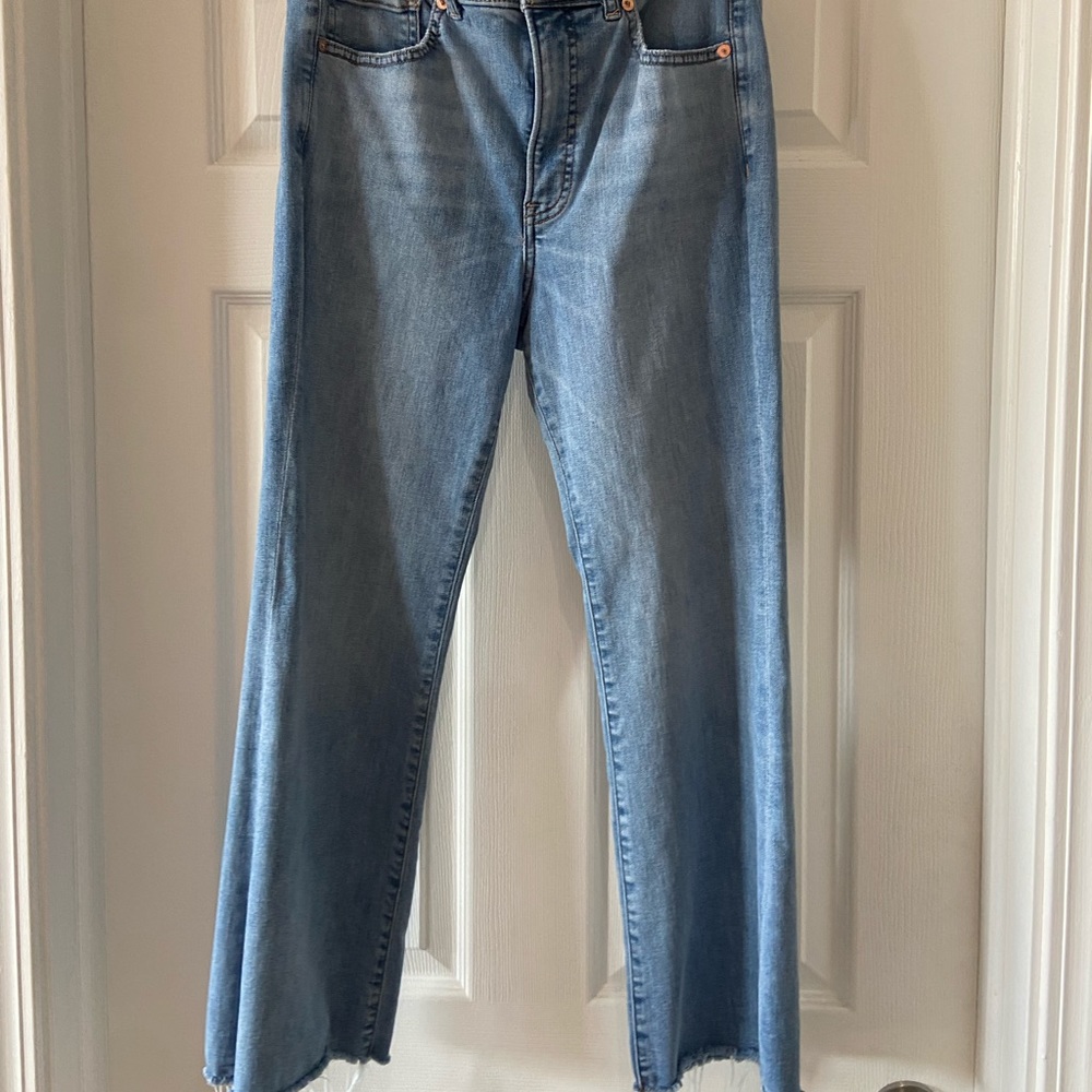 Express cropped flared high rise ankle jeans